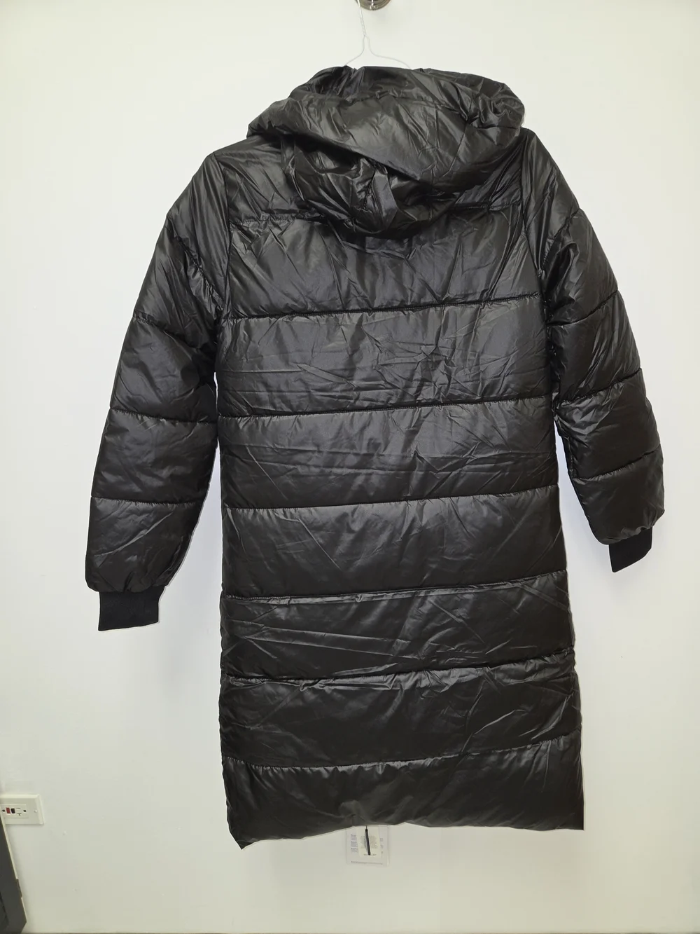 Moncler Black Shiny Puffer Jacket with Comic Care Label